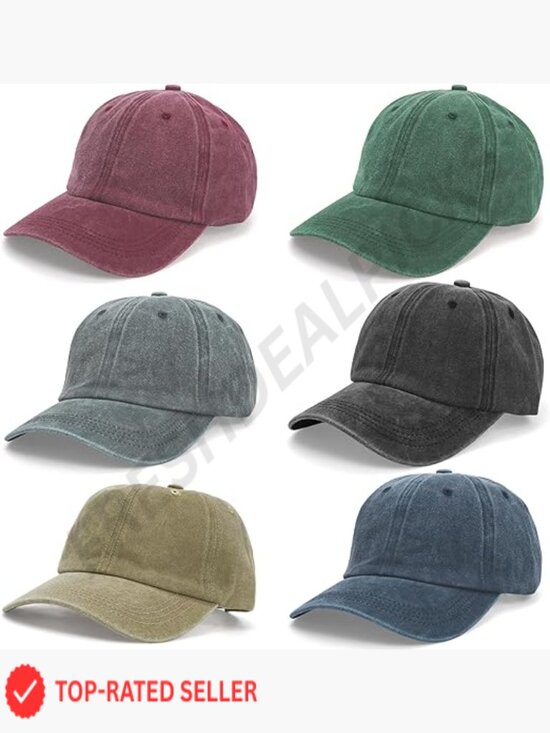 Unisex Washed Cotton Baseball Cap Set Retro Distressed Adjustable Dad Hats 6